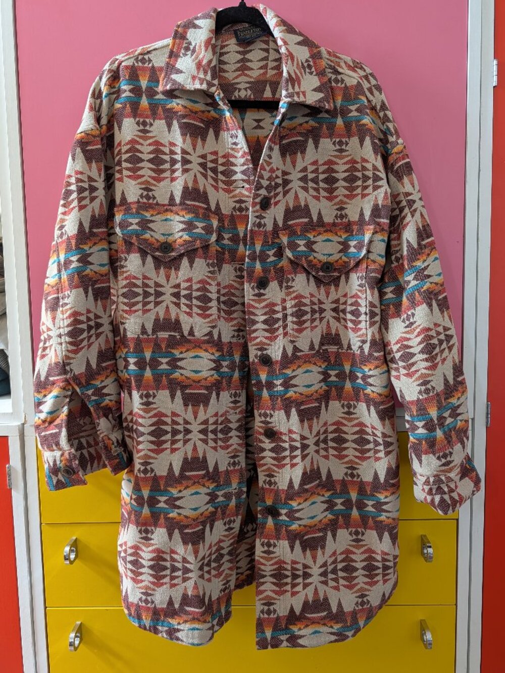 Pendleton Aztec Southwestern Print Cotton Shacket Shirt Jacket Size XS